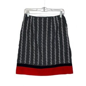 Talbots Skirt Blue Red Polka Dot Stripe Lined Knee Length A Line Size 4 Petite